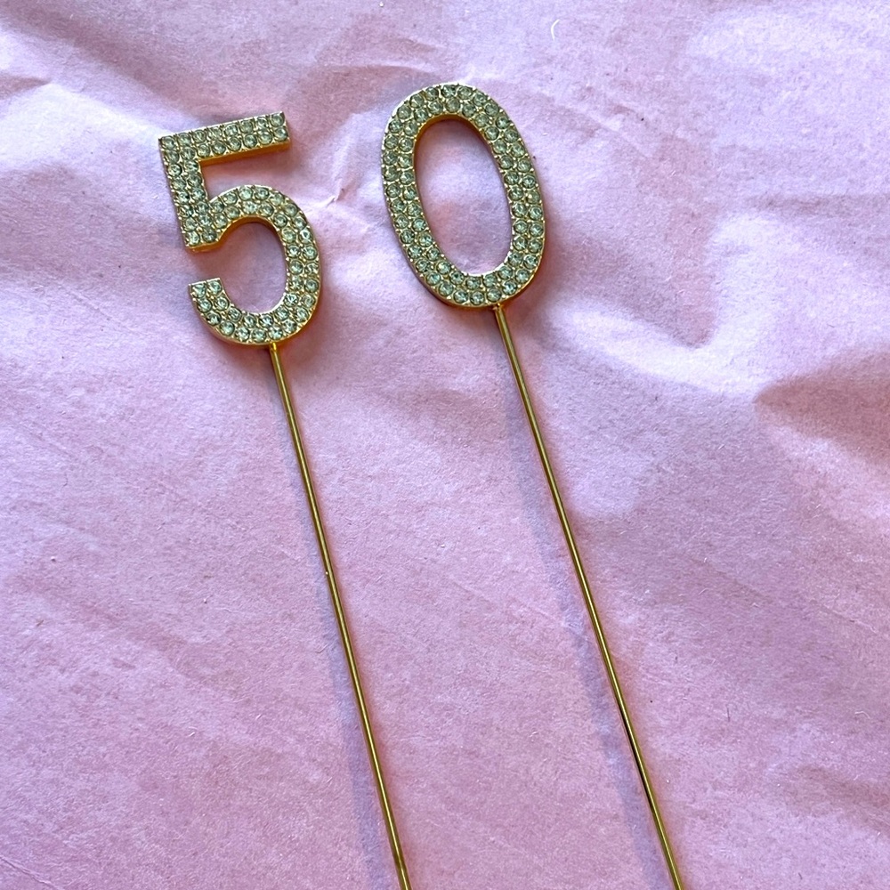 💫Golden  “50” Cake Topper
